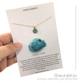 June & Simple Turquoise Simple Necklace — crushed natural turquoise pendant on gold filled chain, handmade
