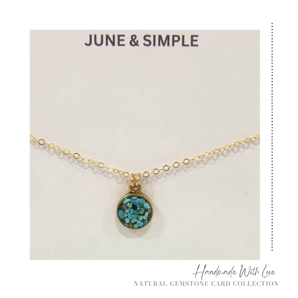 June & Simple Turquoise Simple Necklace — styled on a model