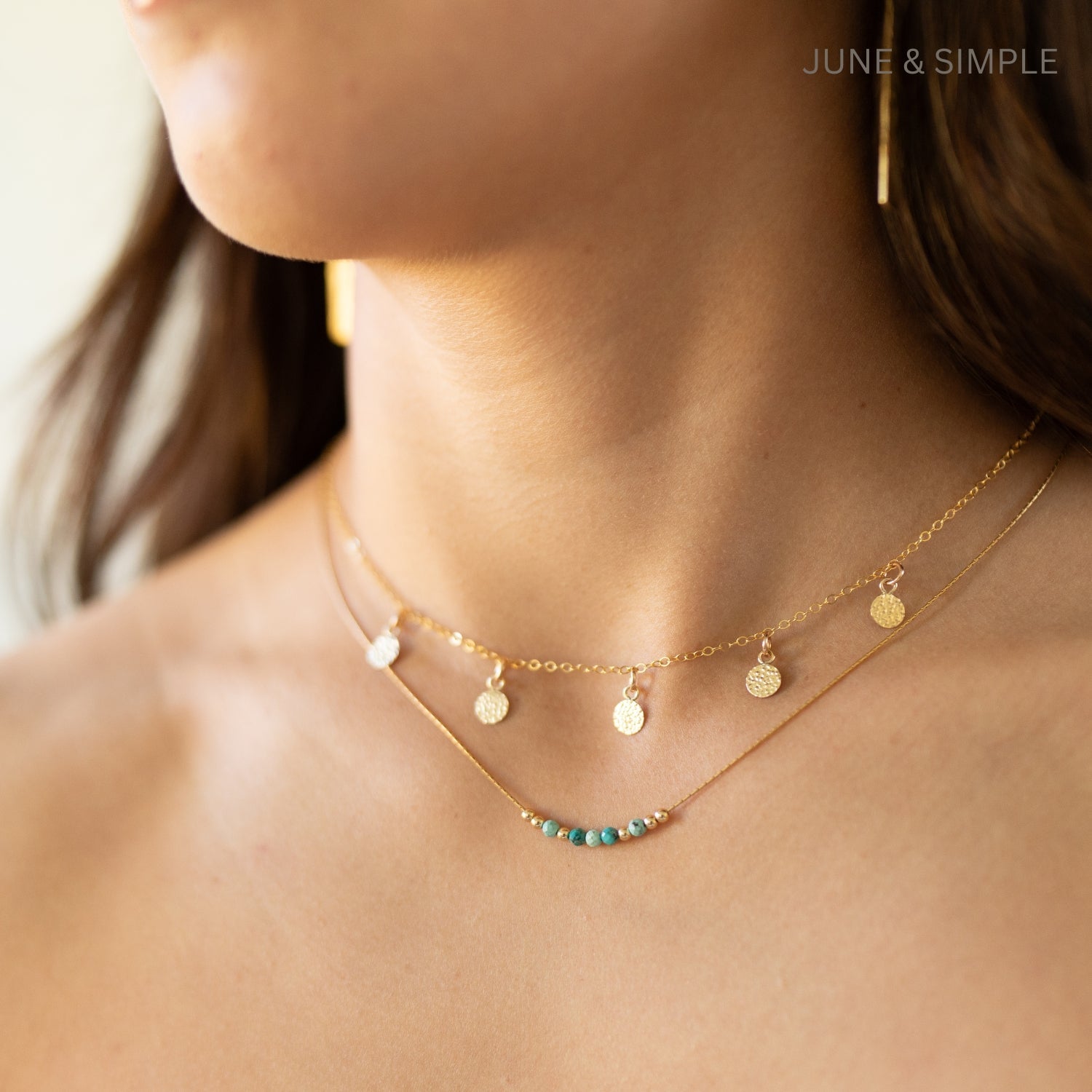 Aquamarine Gemstone Beads Necklace - Minimalist Natural Gemstone Necklace