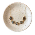 Five Circles Necklace — crushed abalone set in resin, handmade by June & Simple