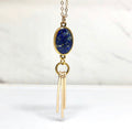 June & Simple Lapis Lazuli Ray Necklace - deep blue gemstone pendant on gold filled chain