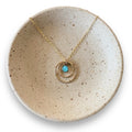June & Simple Double Hoops Turquoise Necklace — crushed natural turquoise double hoop pendant on gold filled chain