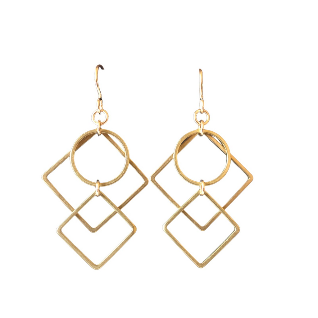 June & Simple Gali Earrings — handmade gold-filled wire earrings with geometric details