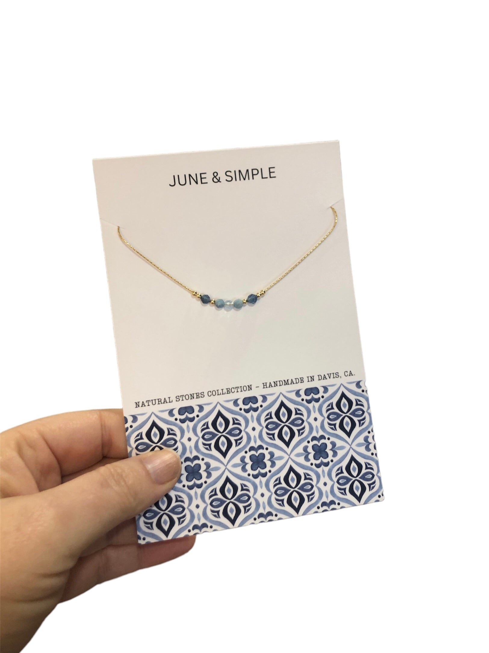 Aquamarine Gemstone Beads Necklace - Minimalist Natural Gemstone Necklace