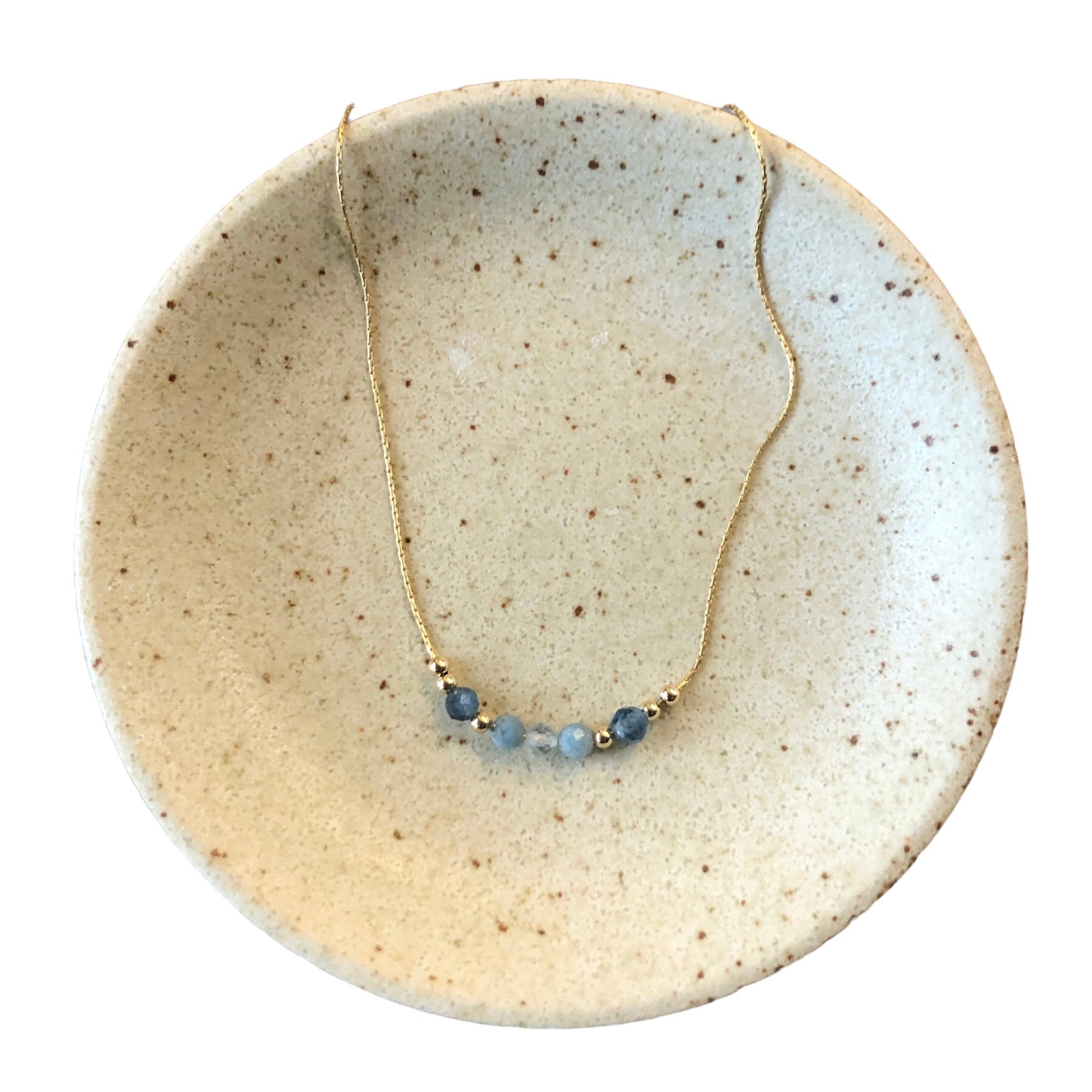 Aquamarine Gemstone Beads Necklace - Minimalist Natural Gemstone Necklace