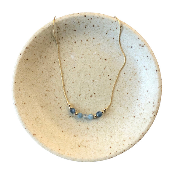 Aquamarine Gemstone Beads Necklace.