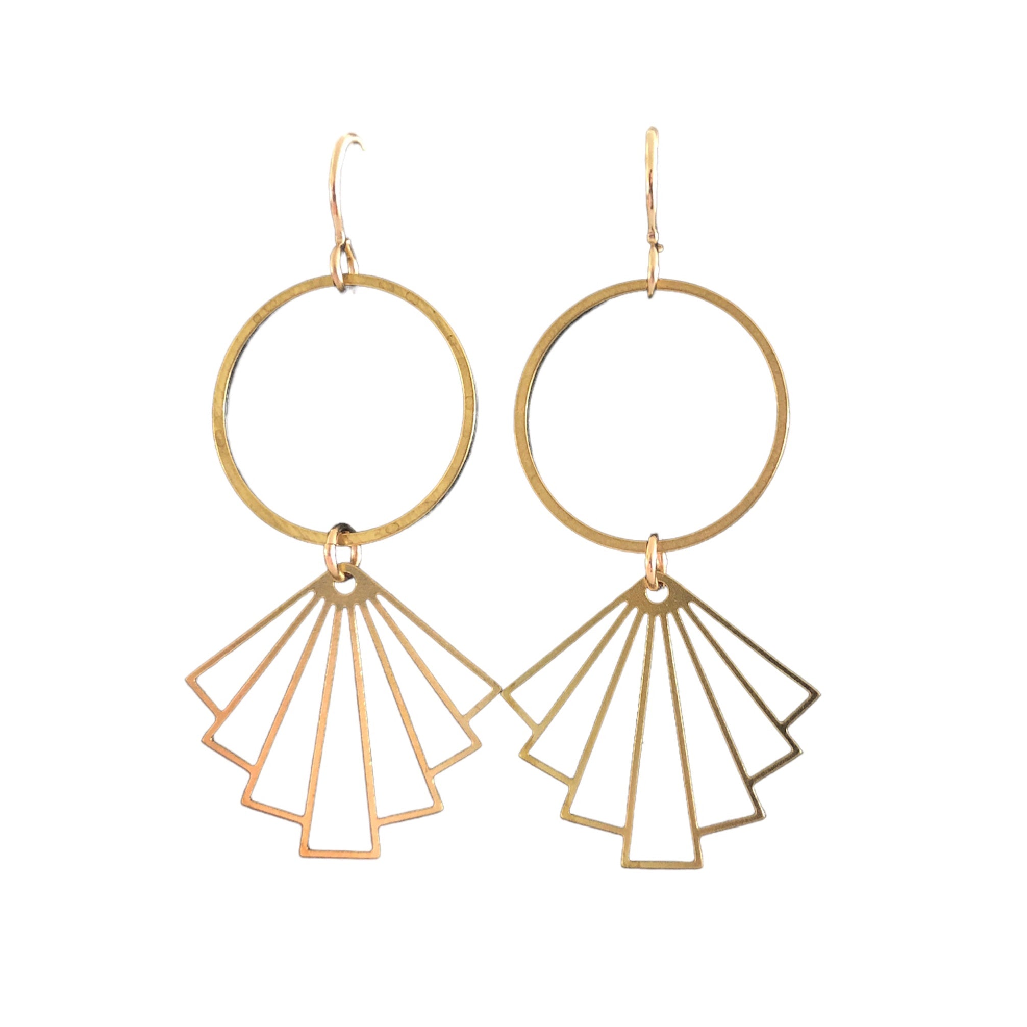 June & Simple Mia Earrings — handmade modern gold dangle earrings, featured view