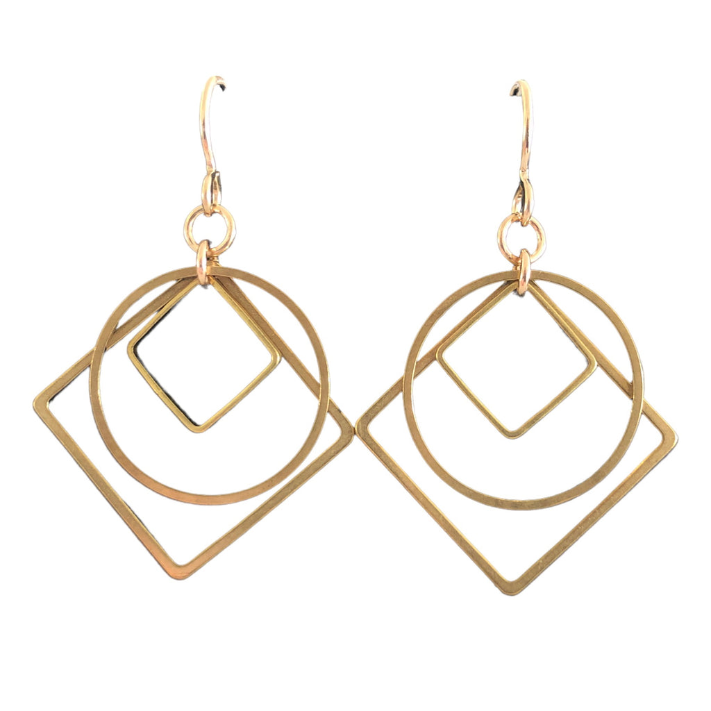 June & Simple Anna Earrings — handmade modern gold dangle earrings, featured view