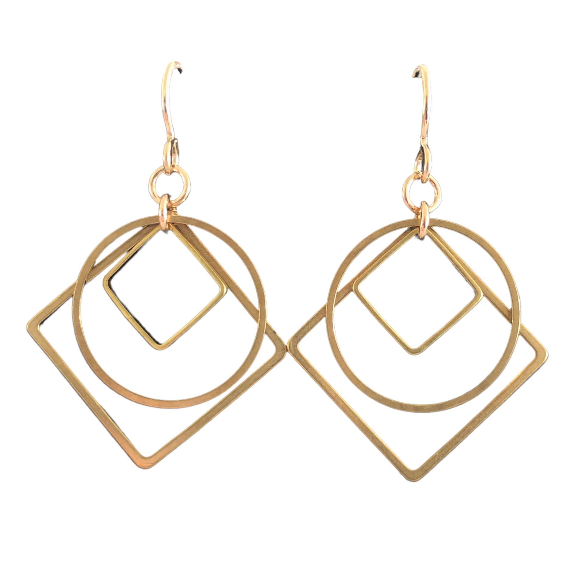 June & Simple Anna Earrings — handmade modern gold dangle earrings, featured view
