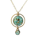 June & Simple Swing Necklace in Natural Turquoise — crushed turquoise pendants on gold filled chain, handmade