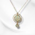 June & Simple Swing Necklace in Mother of Pearl — iridescent pendants on gold filled chain, handmade