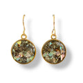 June & Simple Abalone Circle Earrings M Size — iridescent abalone shell circle in gold filled setting, handmade