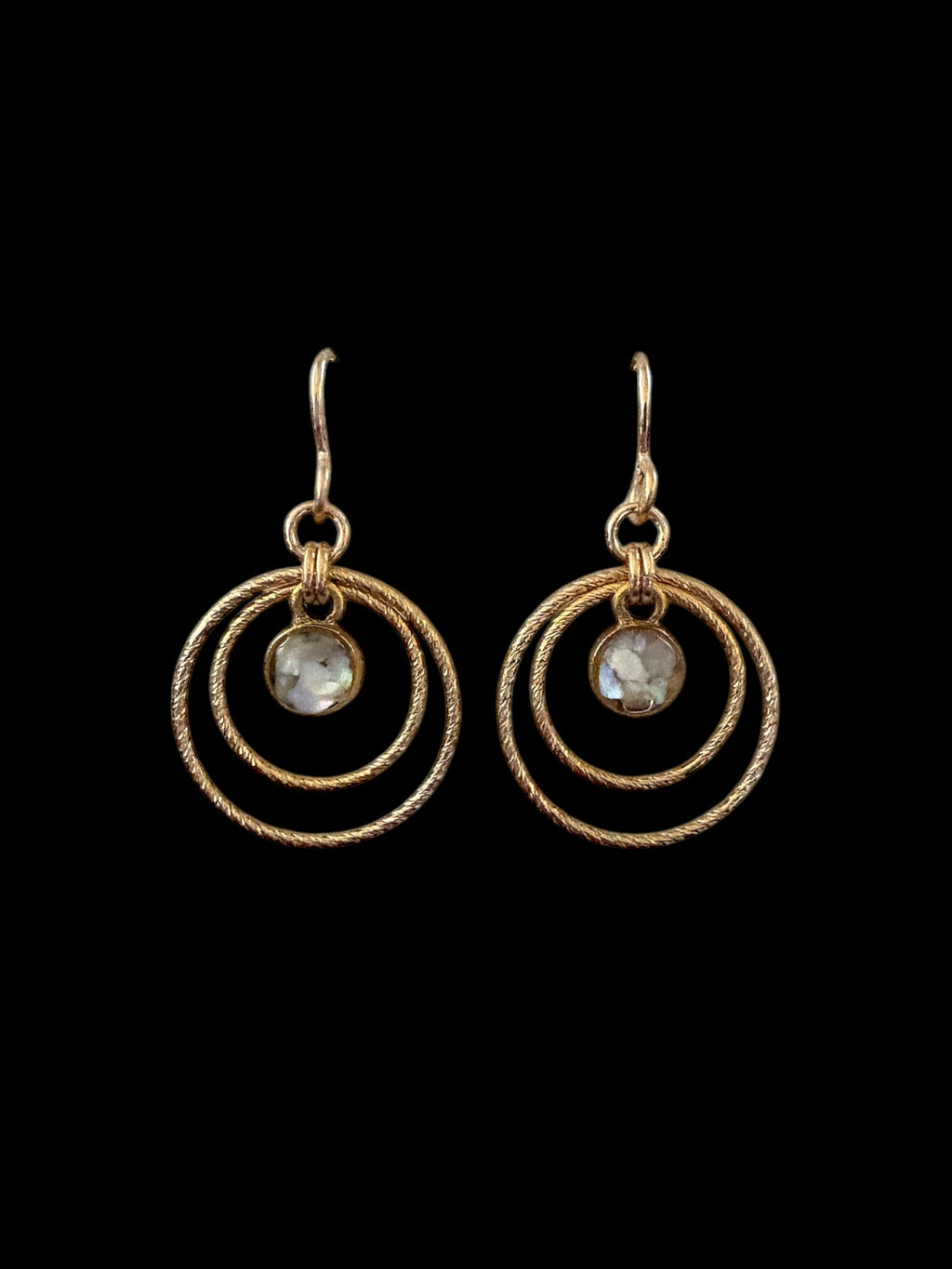 June & Simple Double Hoops Mother of Pearl Earrings — close-up of hoop detail