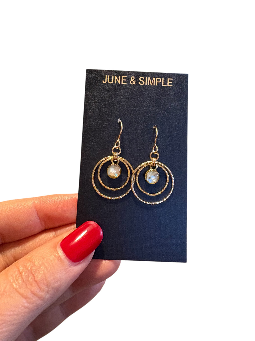 Double Hoops Modern Handmade Turquoise Earrings - Dainty Gemstone Jewelry