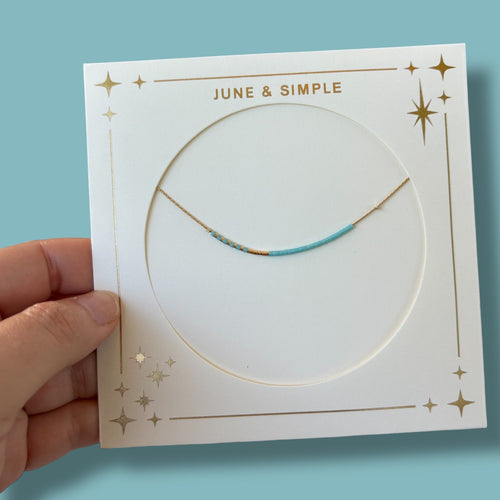 June & Simple Angie Colorful Necklace — minimalist beaded necklace with multicolor natural stones on gold filled chain