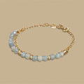 June & Simple Double Bracelet with Aquamarine — small blue aquamarine stones with gold chain, handmade
