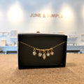 June & Simple Five Mini Stones Mother of Pearl Necklace — five iridescent shell charms on gold filled chain, handmade