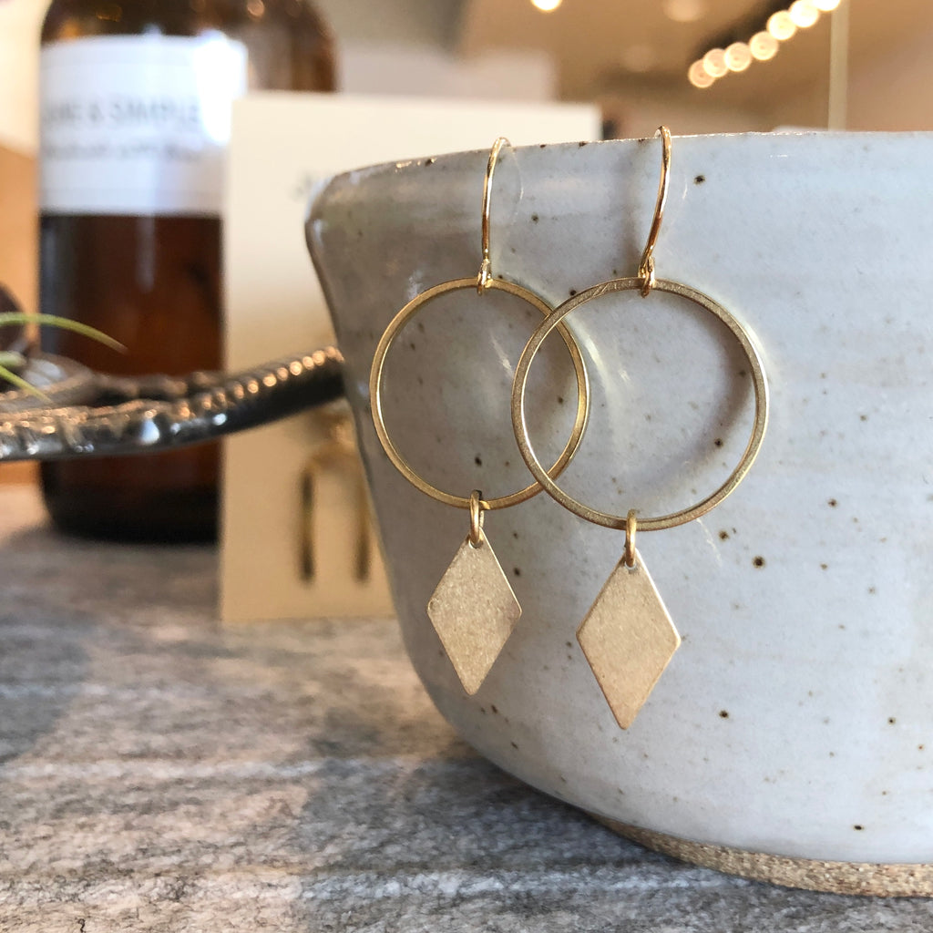 June & Simple Rain Drop Earrings — close-up detail
