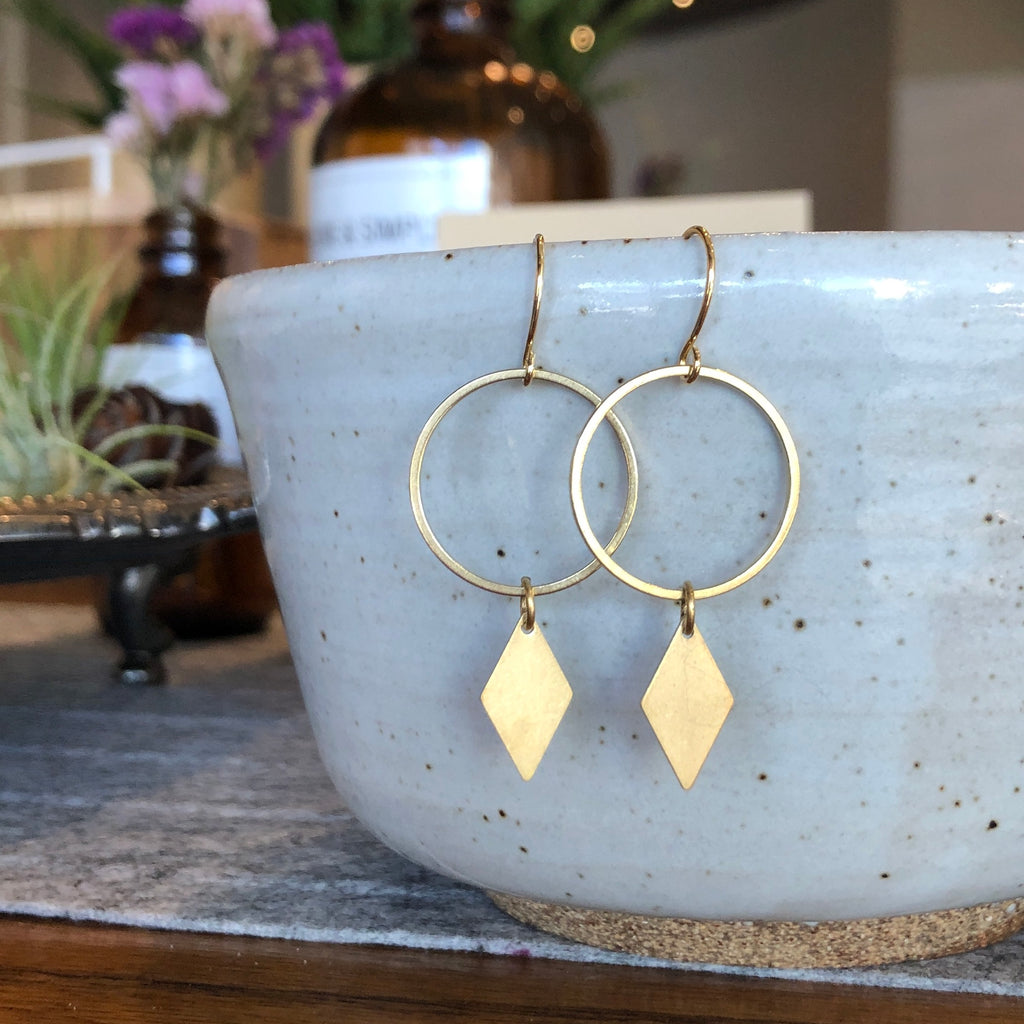 June & Simple Rain Drop Earrings — handmade teardrop gold dangle earrings
