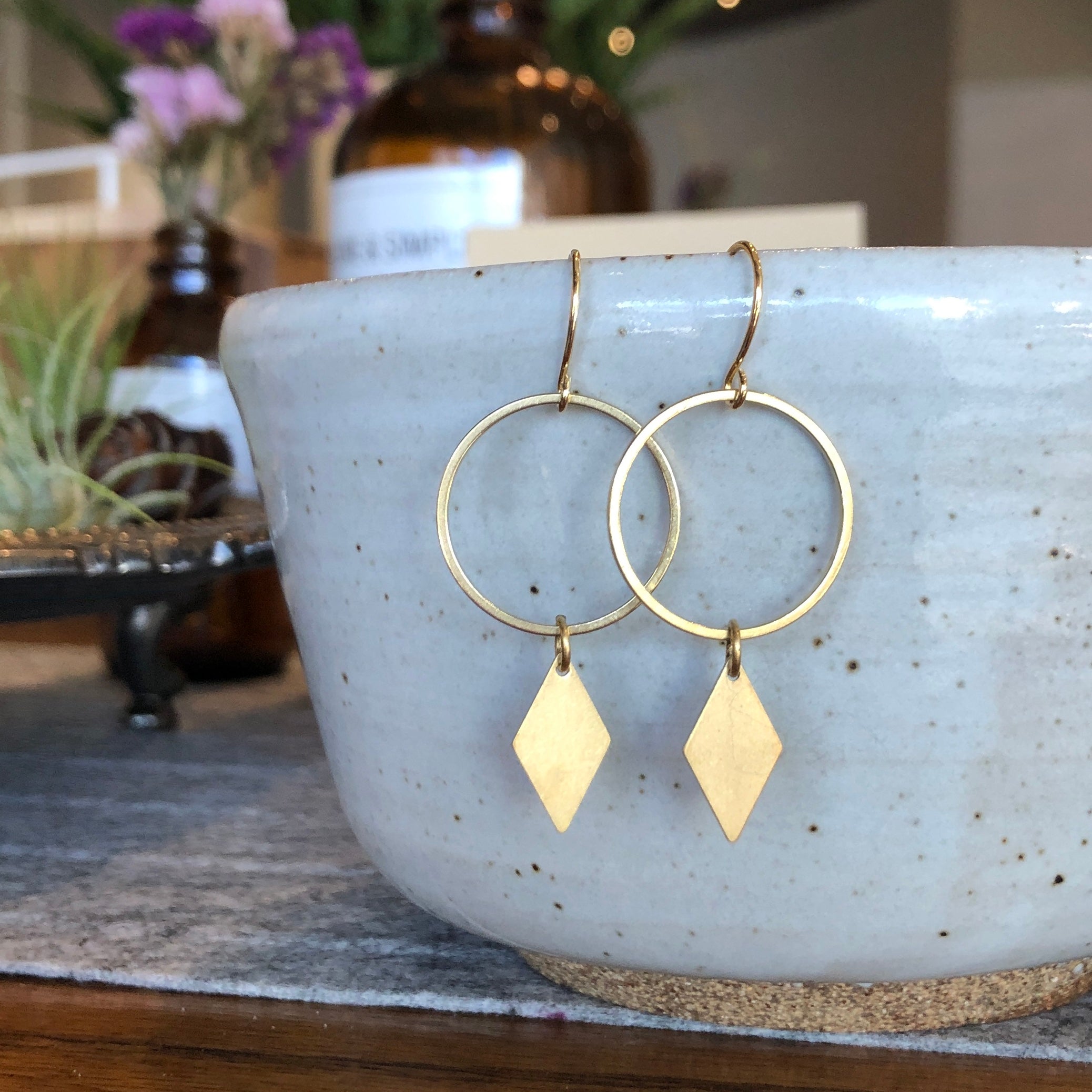 June & Simple Rain Drop Earrings — handmade teardrop gold dangle earrings