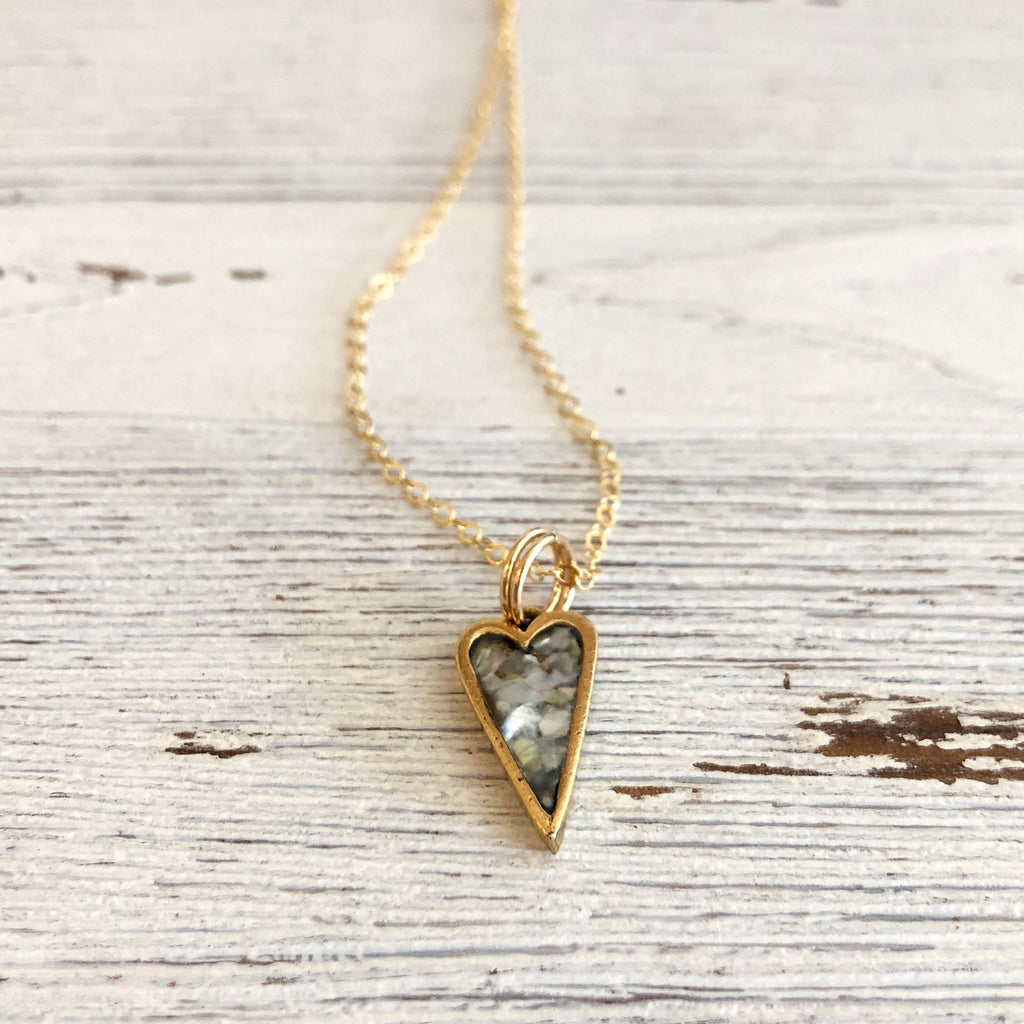 June & Simple Heart Necklace — styled on a model