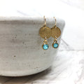 June & Simple Brooke Earrings in Turquoise — crushed natural turquoise drops in gold filled setting