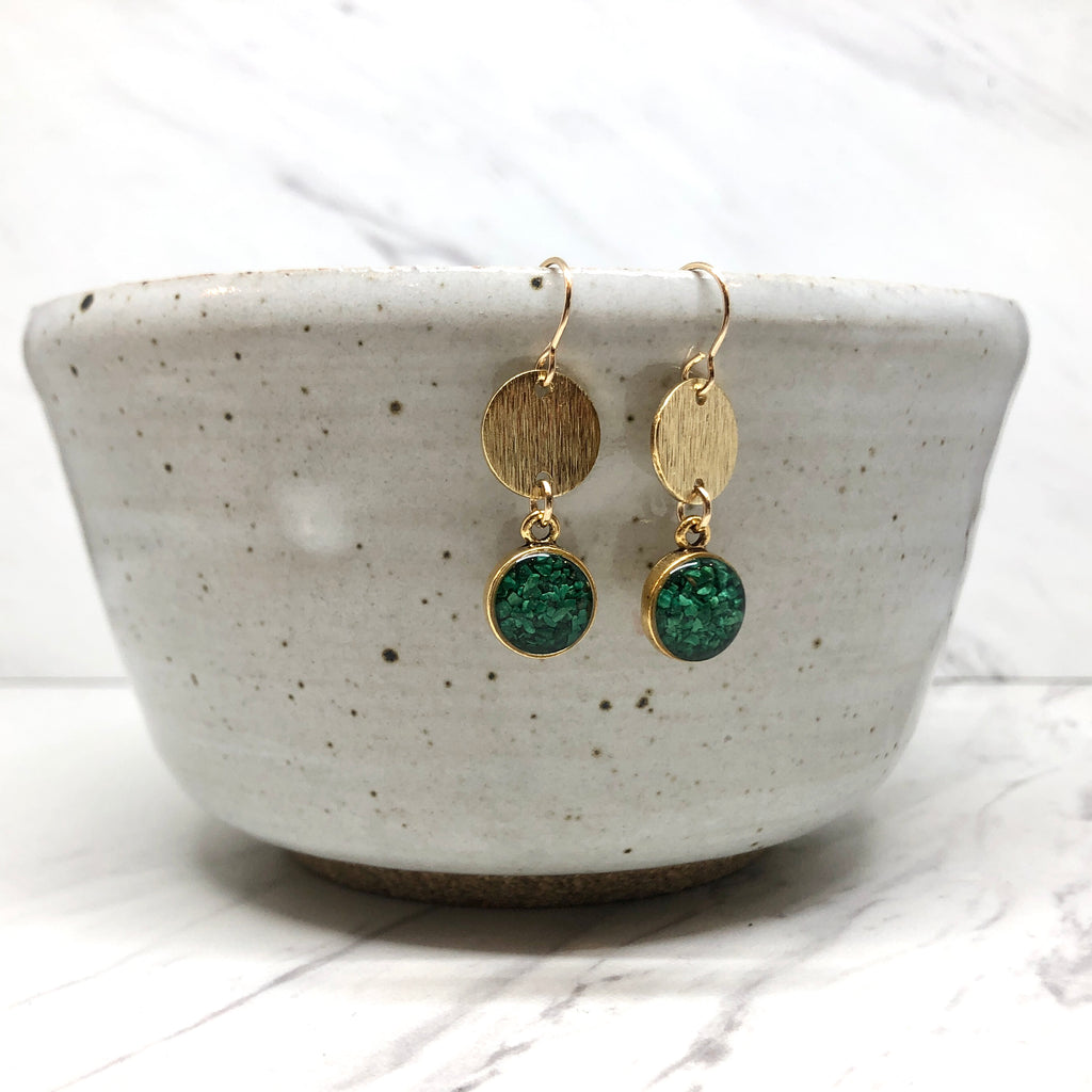 June & Simple Kaylee Chrysocolla Earrings — styled on a model