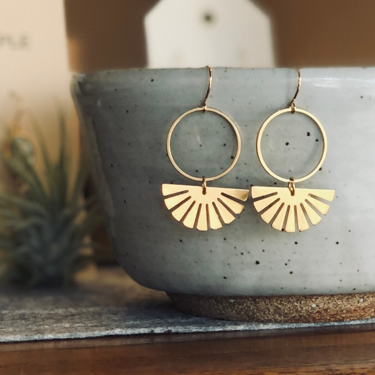 June & Simple Sun Kissed Earrings on branded display card