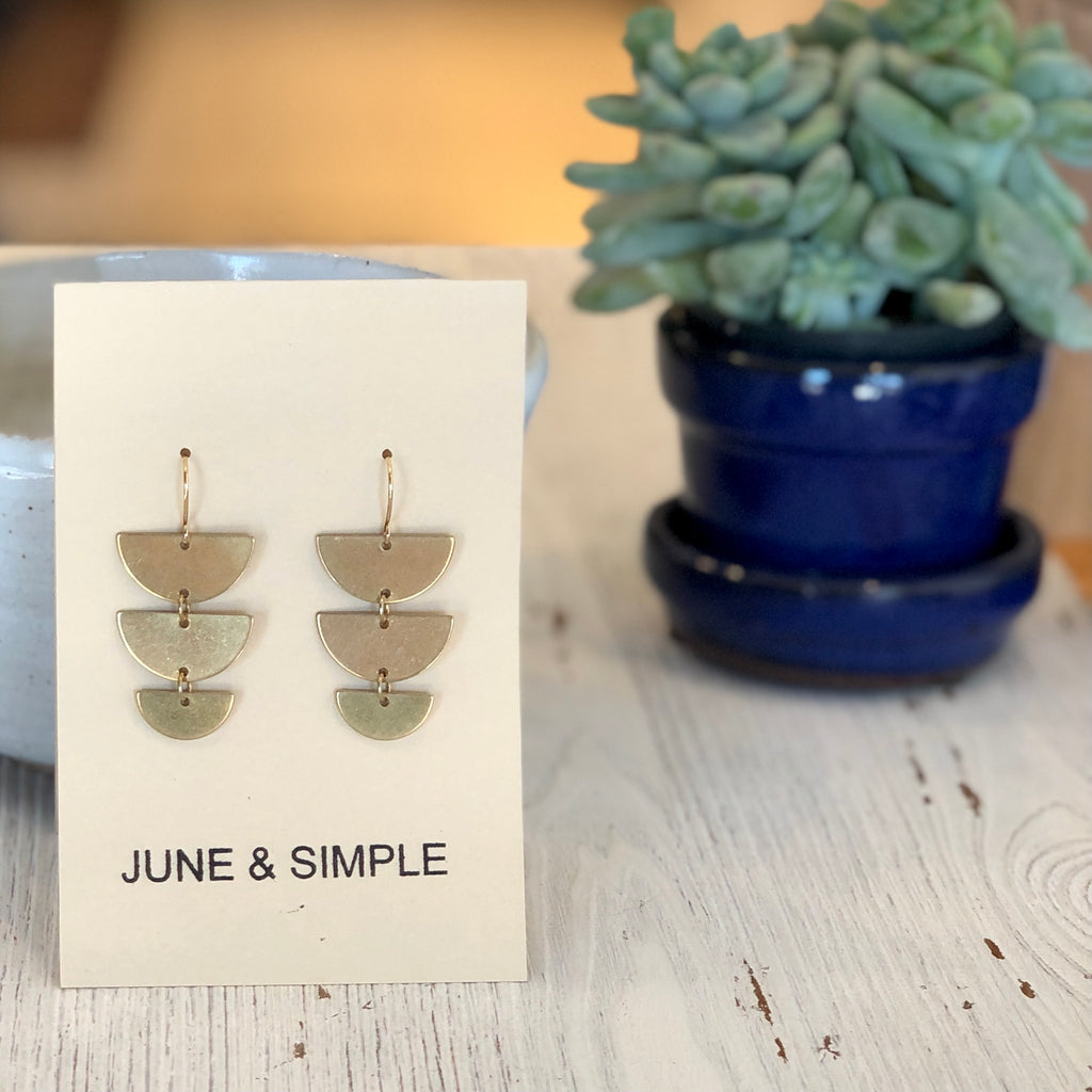 June & Simple Half Moon Earrings — close-up detail