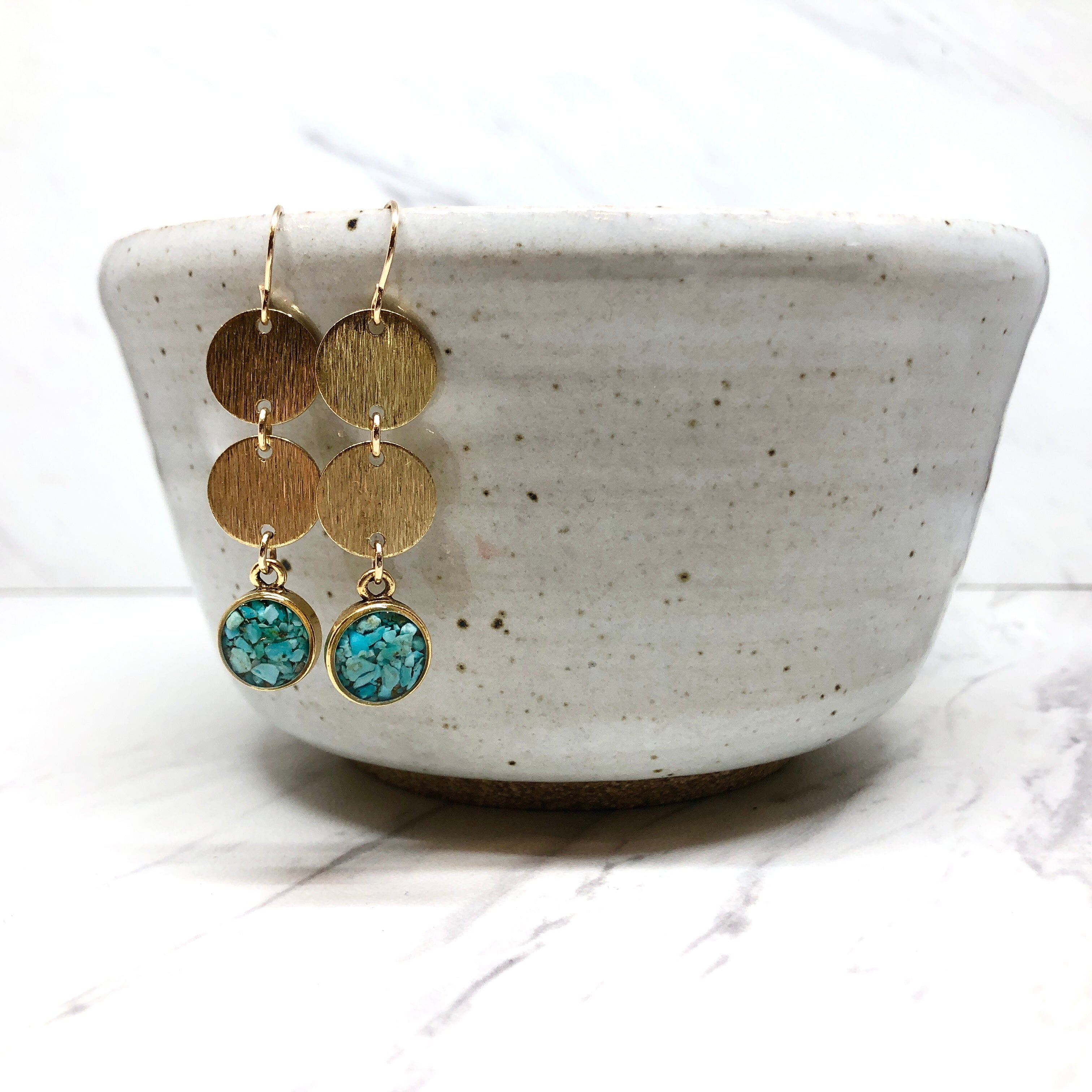 Long circles + Turquoise Earrings