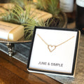 June & Simple Gold Heart Necklace — minimalist handmade gold filled heart pendant on delicate chain