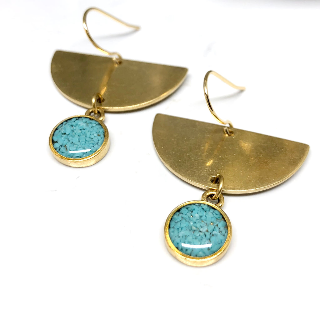 June & Simple Half Moon Bay Turquoise Earrings - alternate angle