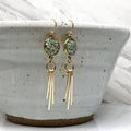 June & Simple Ray Earrings with crushed natural amazonite stone in gold filled setting