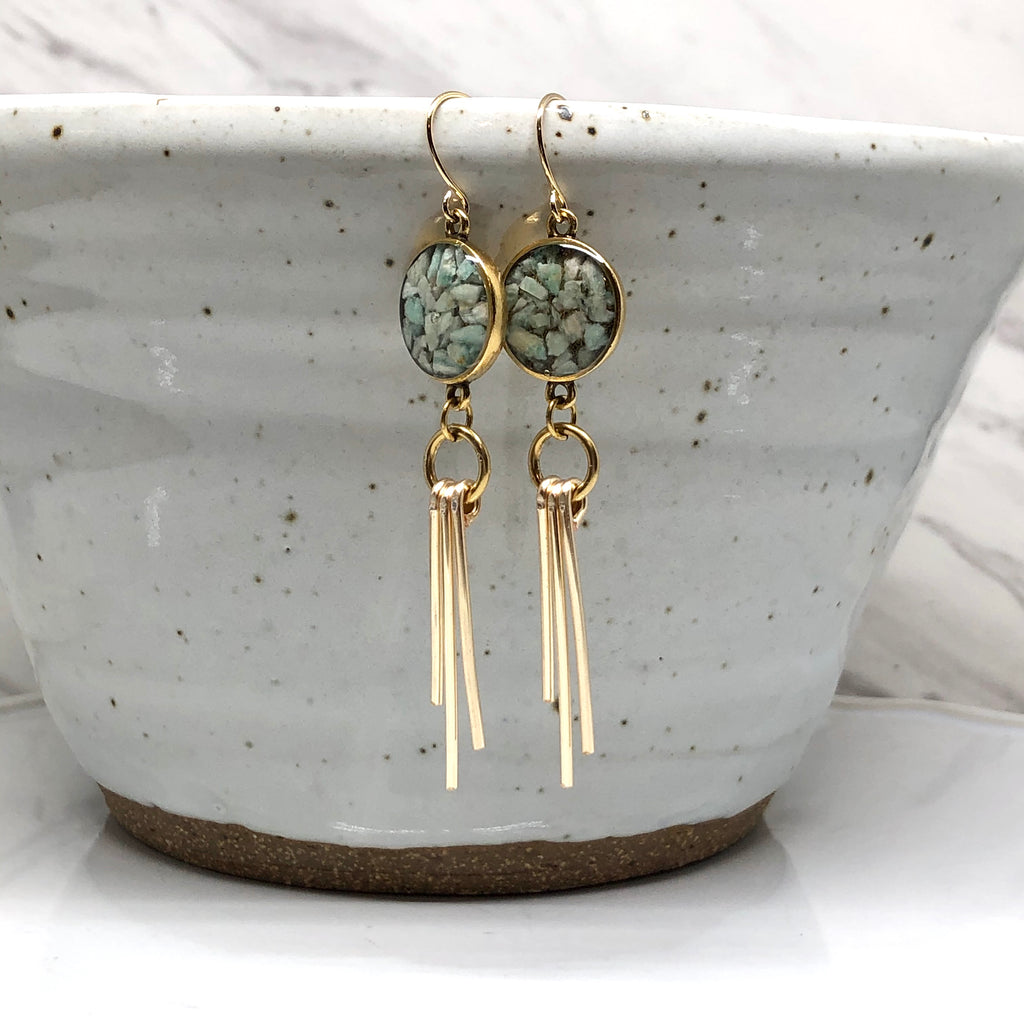 June & Simple Amazonite Ray Earrings - close up detail