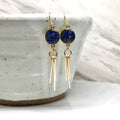 June & Simple Lapis Lazuli Ray Earrings - deep blue gemstone in gold filled ray setting