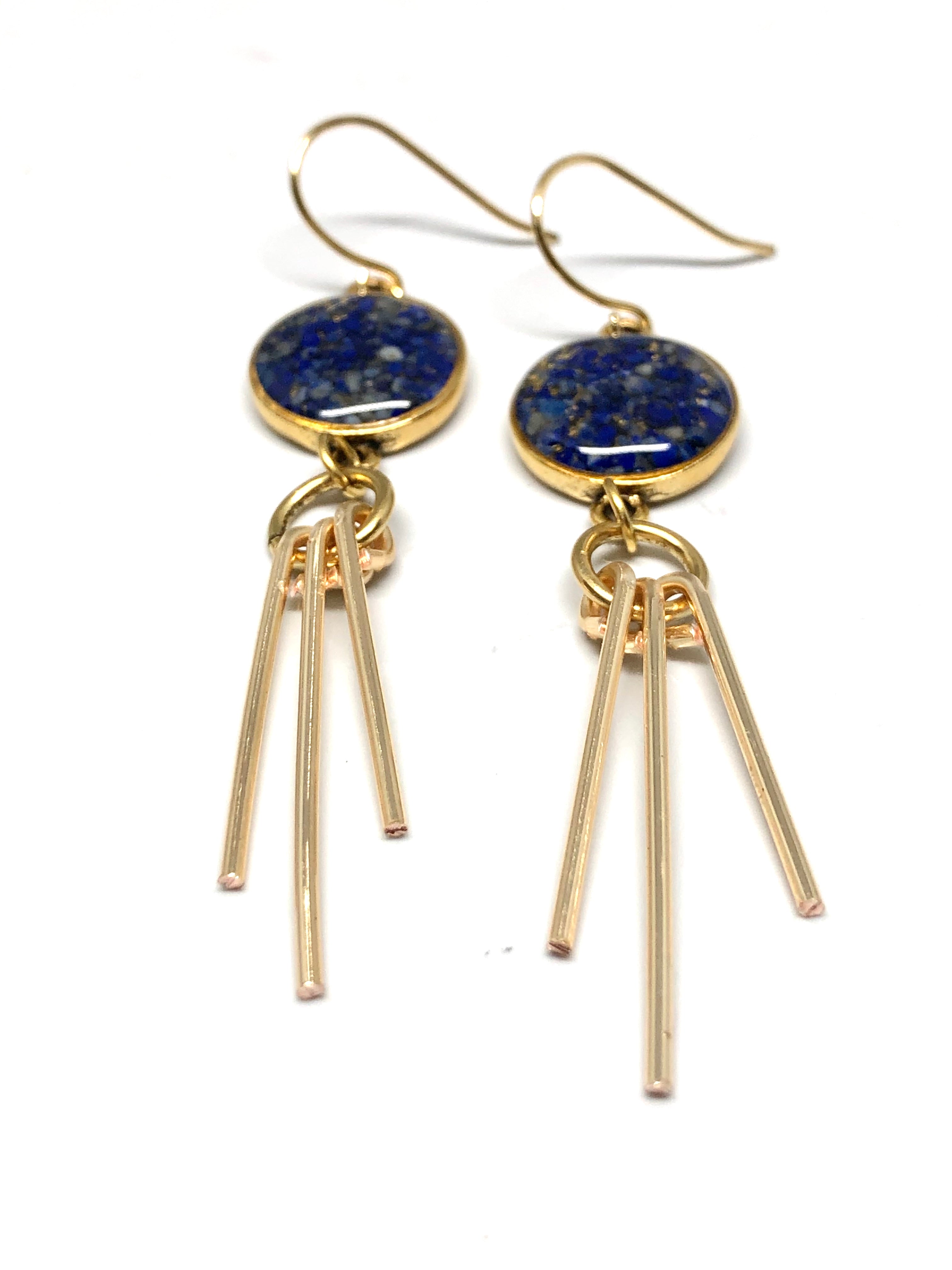 June & Simple Lapis Lazuli Ray Earrings - close up detail