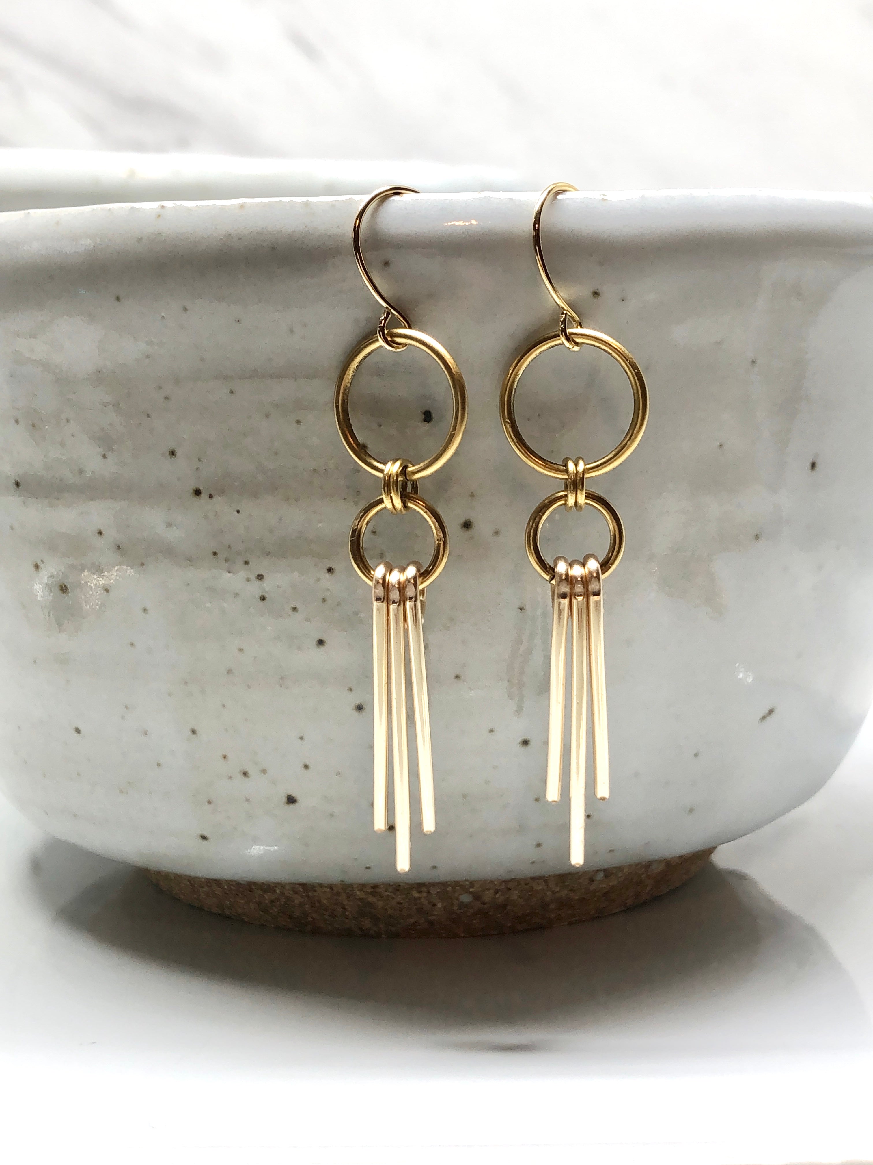 June & Simple Golden Ray Earrings - close up detail