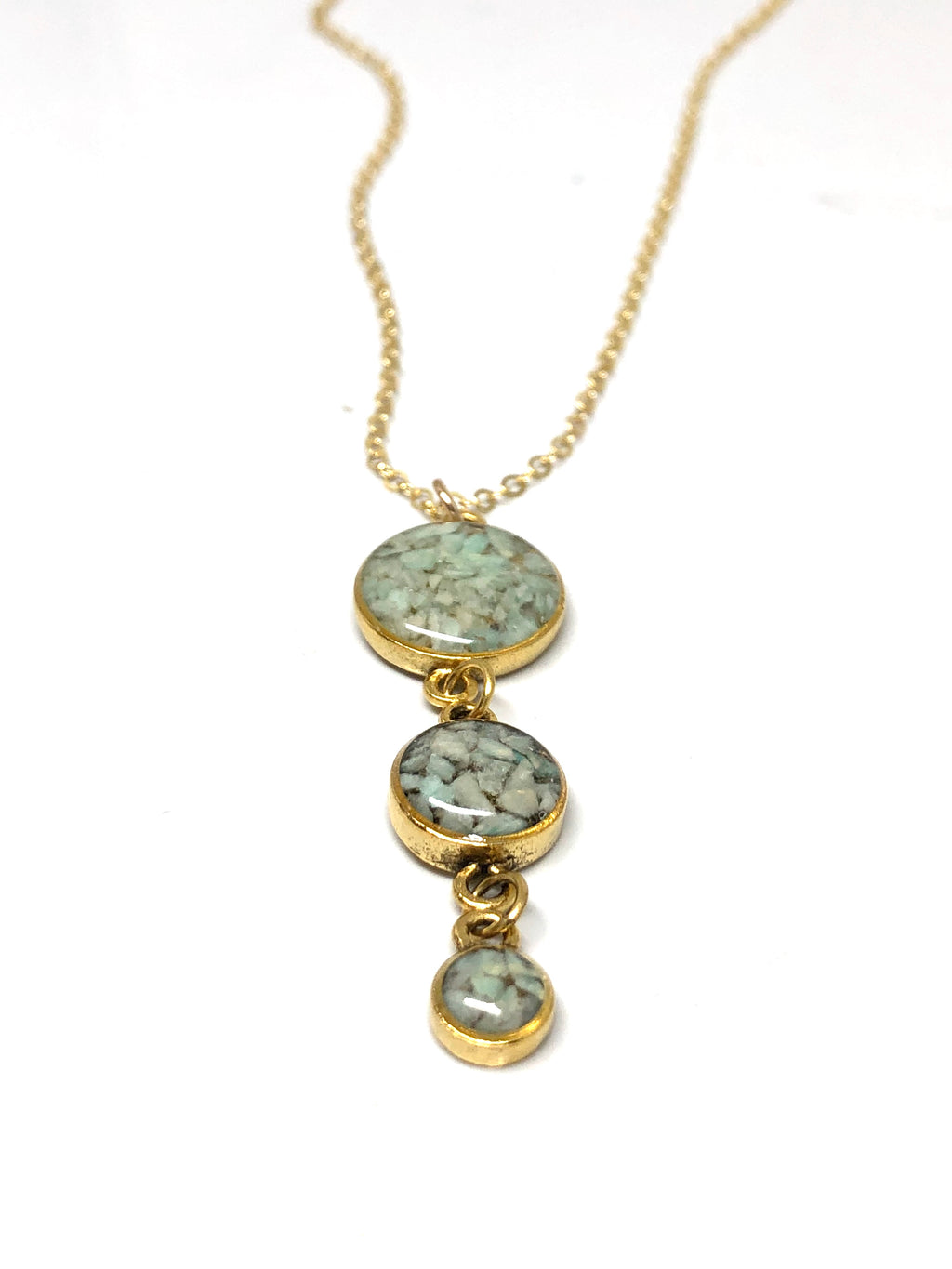 June & Simple Amazonite Drops Necklace - close up of pendant