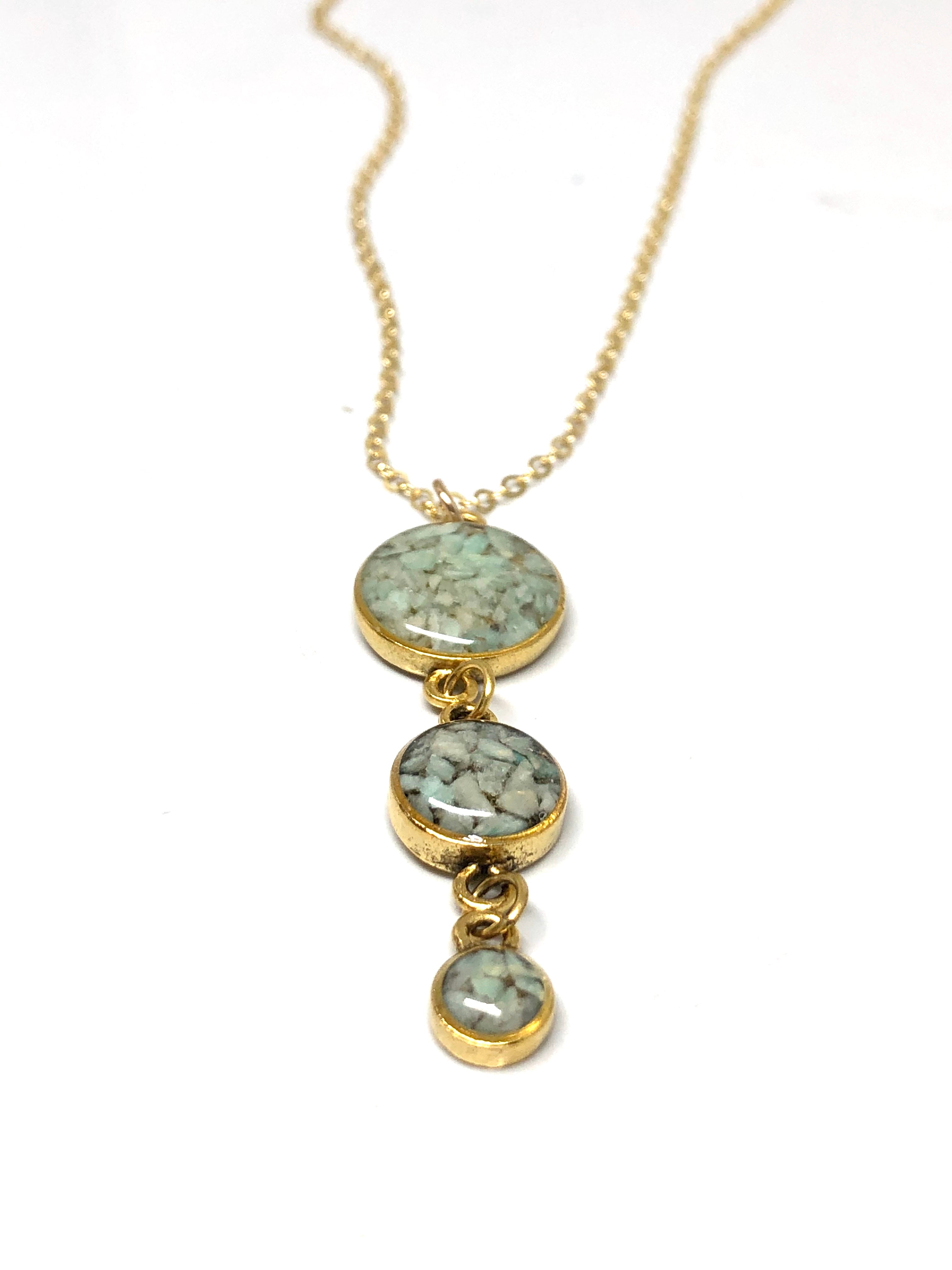 June & Simple Amazonite Drops Necklace - close up of pendant