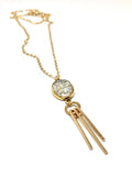 June & Simple Mother of Pearl Ray Necklace - iridescent pendant on gold filled chain