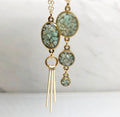 June & Simple Amazonite Ray Necklace - light green gemstone pendant on gold filled chain
