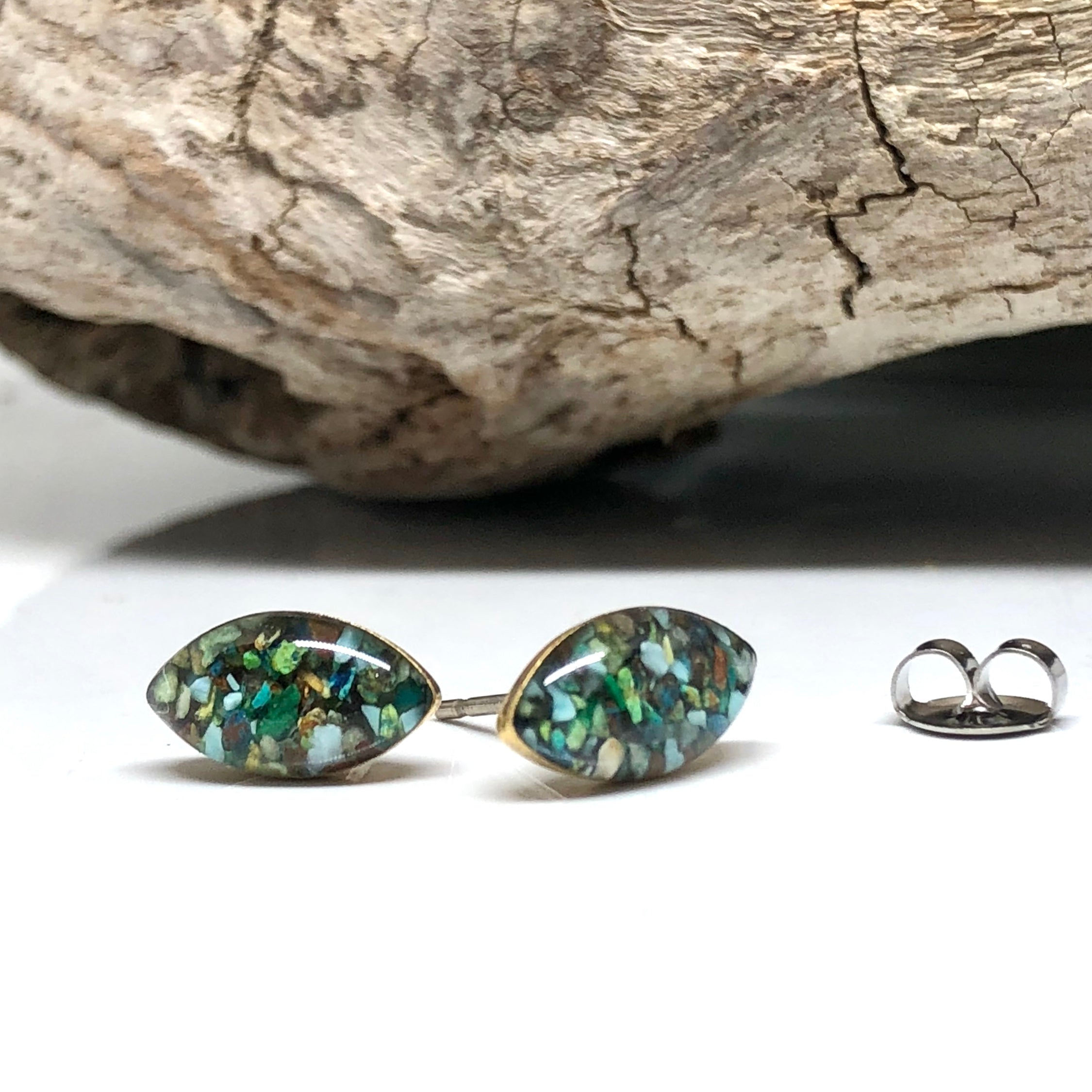 June & Simple Natural Arizona Turquoise Studs - genuine turquoise stone on gold filled posts