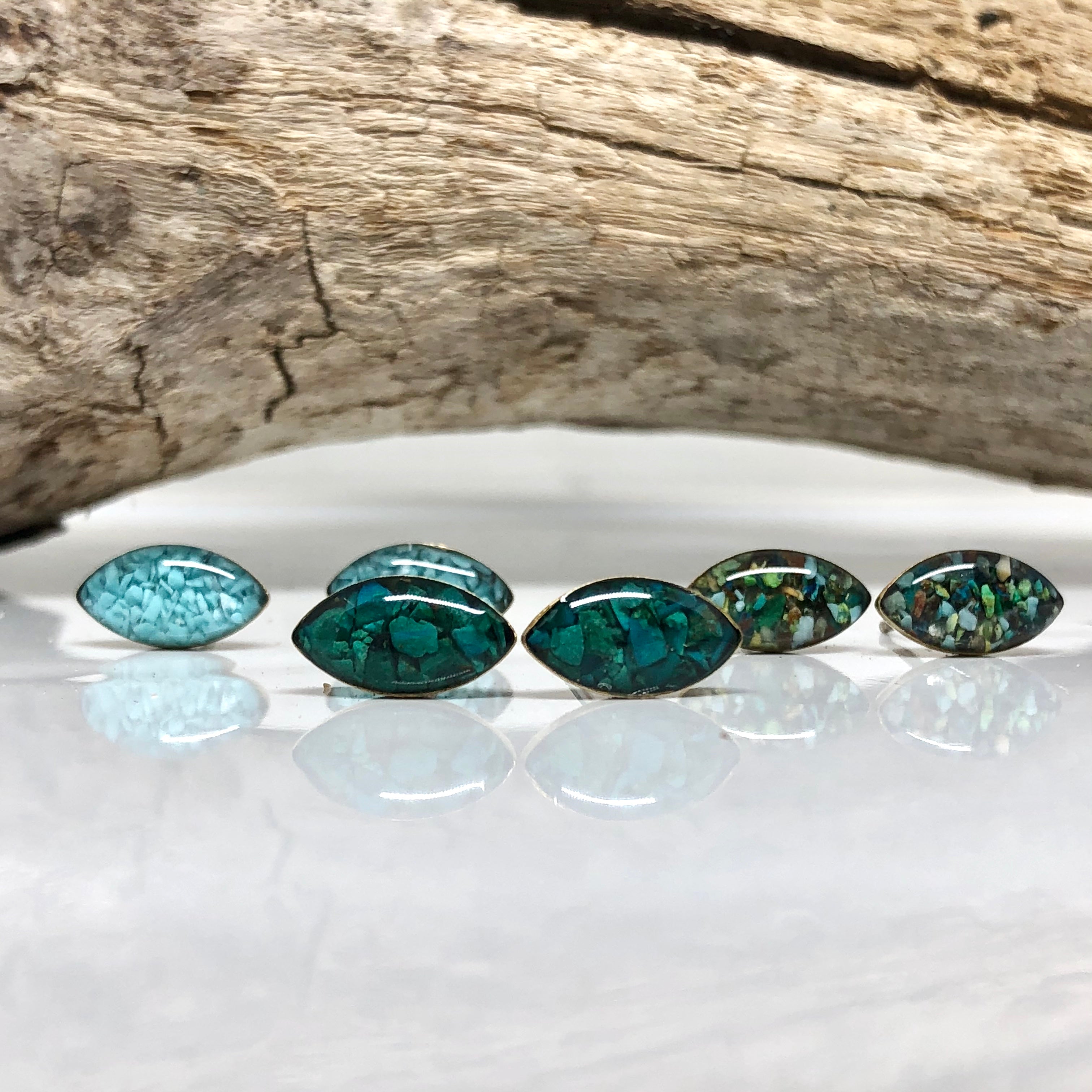 June & Simple Arizona Turquoise Studs - pair flat lay