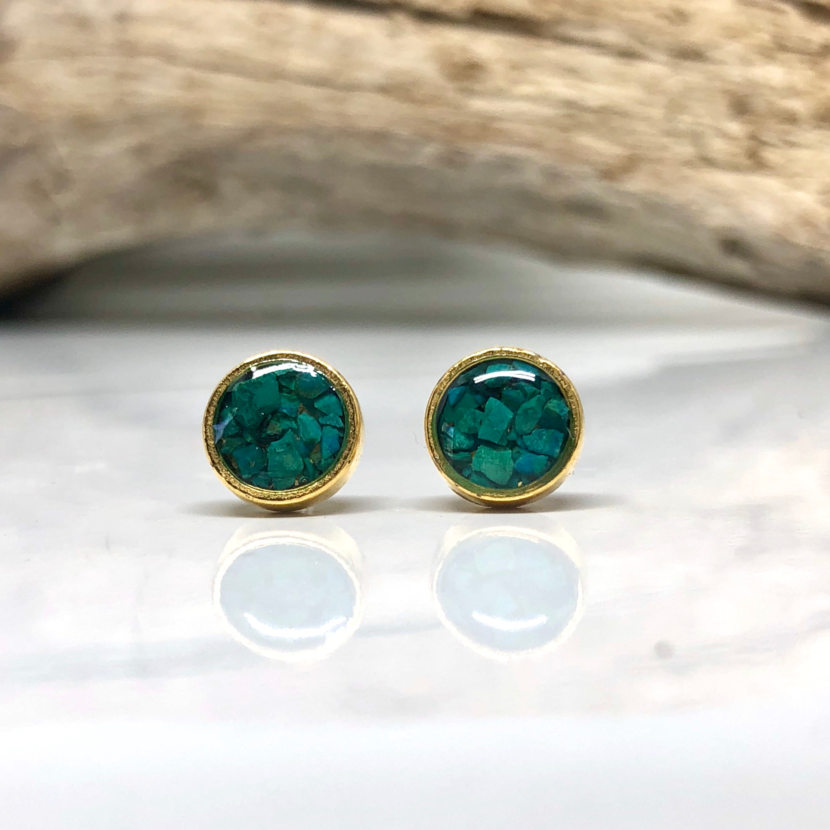 June & Simple Circle Chrysocolla Post Earrings - pair view