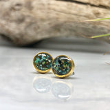 Crushed stones Post Earrings-Circle Arizona Turquoise Studs