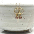 June & Simple Mini Circle Pink Earrings - small pink resin circle studs on gold filled posts