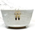June & Simple Mini Navette Black Earrings - sleek black stone in gold filled navette setting