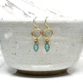 June & Simple Mini Navette Turquoise Earrings - crushed natural turquoise in gold filled navette setting