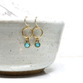 June & Simple Mini Circle Turquoise Earrings - crushed turquoise circle studs on gold filled posts