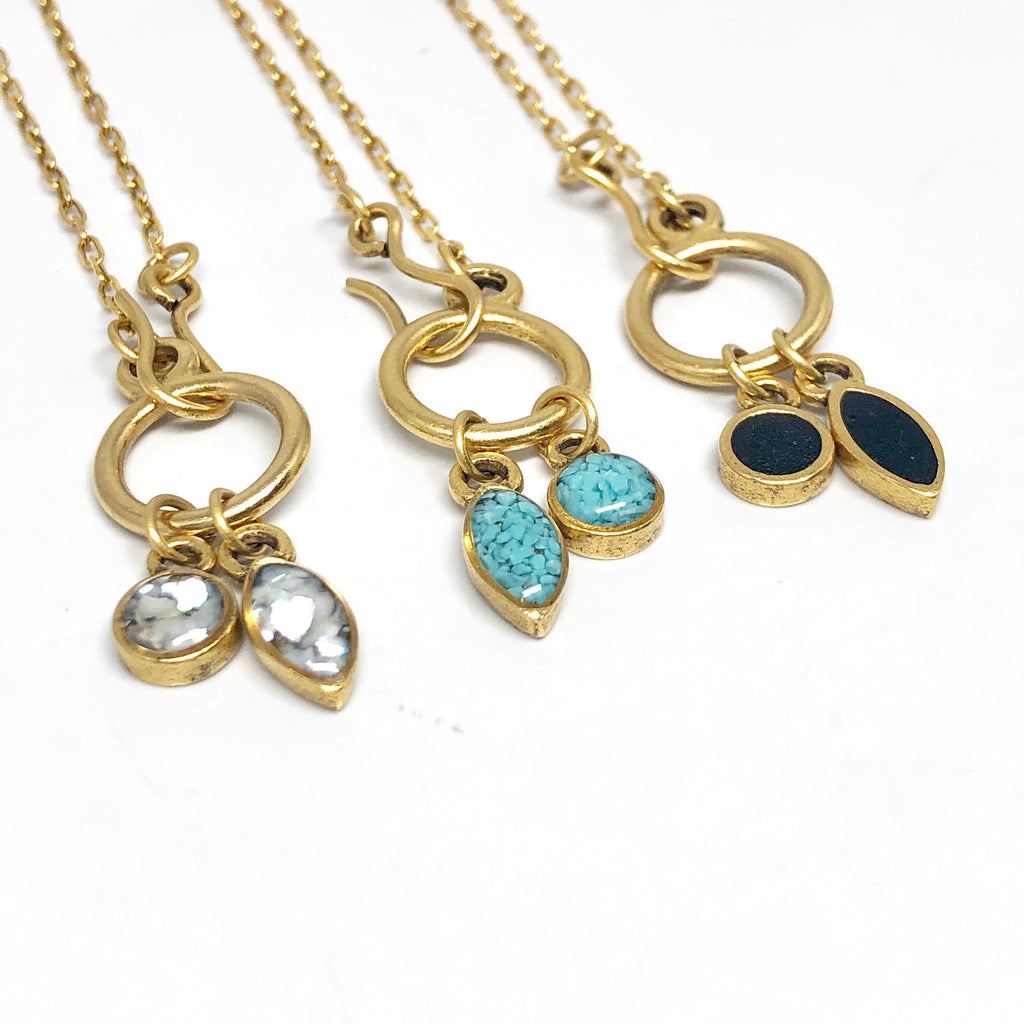 June & Simple Abigail Necklace - natural gemstone pendant on gold filled chain